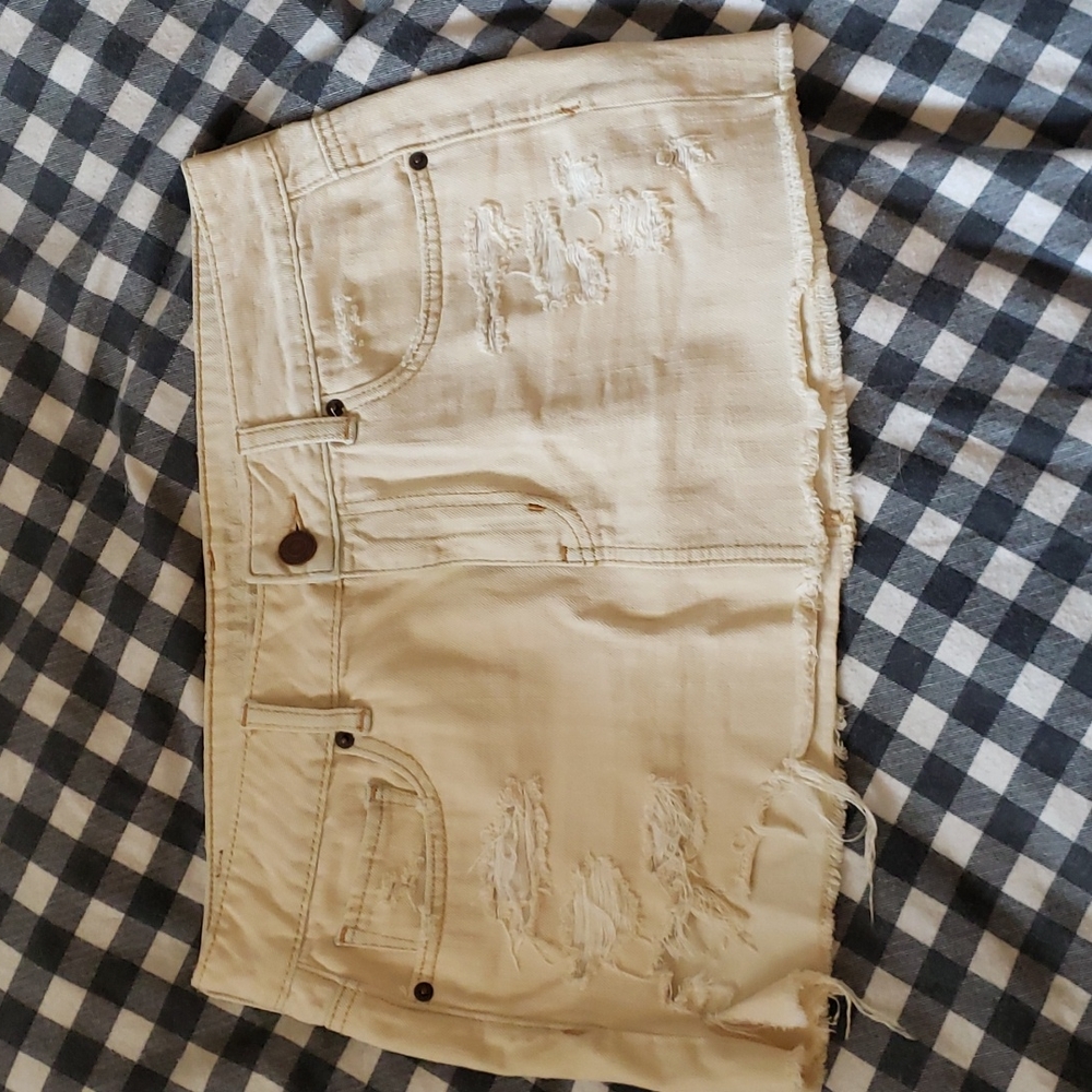 American Eagle Distressed Super-mini Denim Skirt